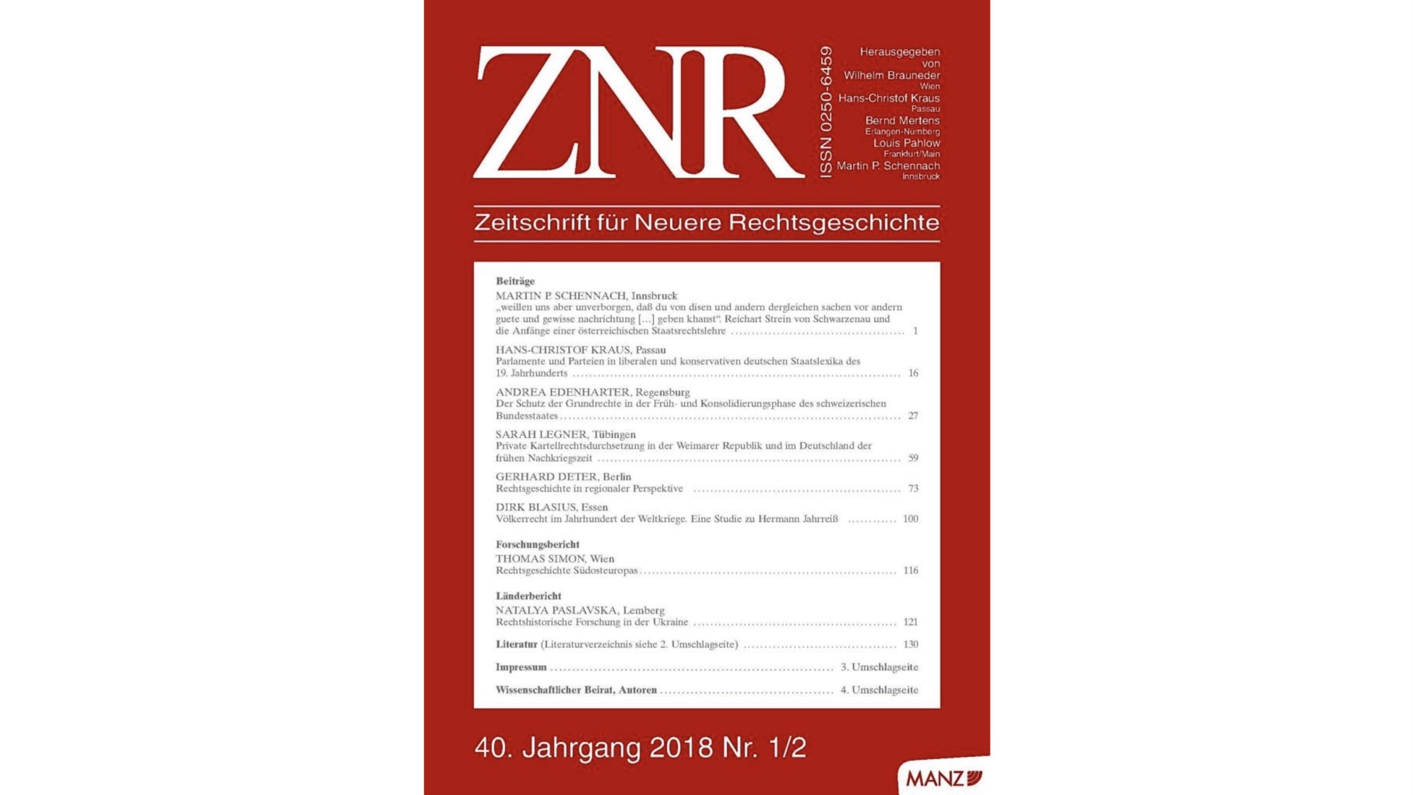 Zeitschrift Für Neuere Rechtsgeschichte (ZNR) - Lehrstuhl Für ...